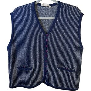 Vintage Navy Blue Striped Vest